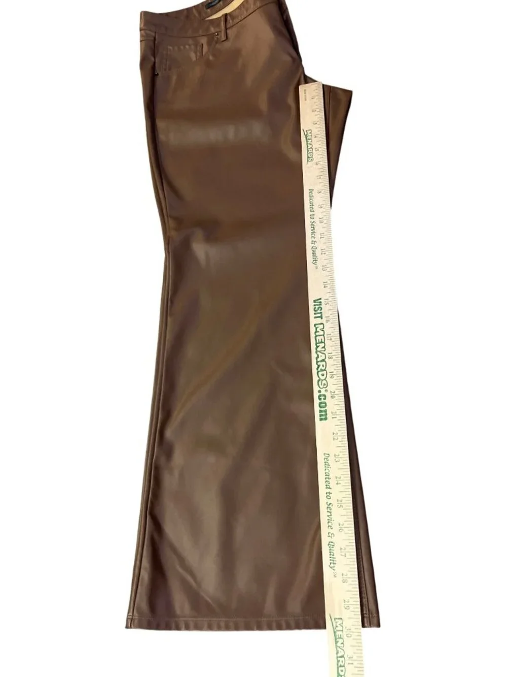 Wild Fable Faux Leather Flare Pants Womens 16 Brown Low Rise Leather Used - Picture 10 of 13